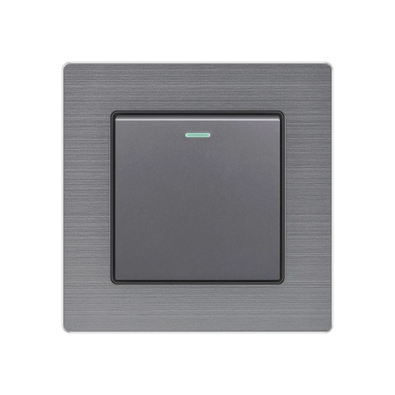 

Wall Power Light Switch Light Push Button Switches Aluminum Alloy with Indicator Light 1 2 3 4 Gang 1 2-way Luxury Panel 220V