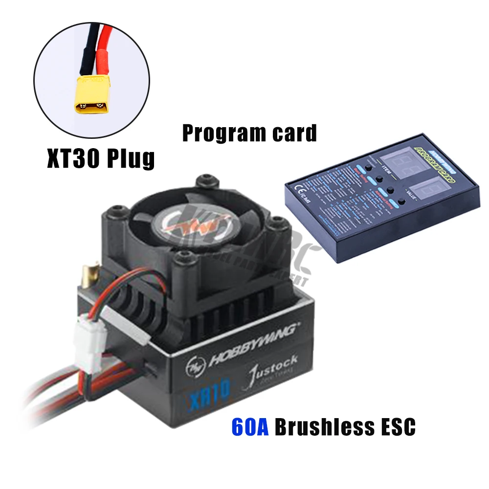 Щеточный электронный регулятор скорости Hobbywing Xerun XR10 Justock 60A датчиками бесщеточный ESC Скорость контроллер за 1/10th 1/12thTouring автомобиля/багги - Цвет: XT30 ESC CARD