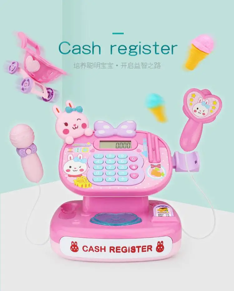 Simulation Multi-functional Cash Register Toy Educational Pretend Play Operated Working Calculator Scanner Set |