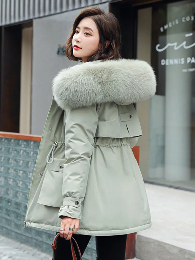 2020 зимняя куртка для женщин пальто с большим меховым воротником пузырь размера