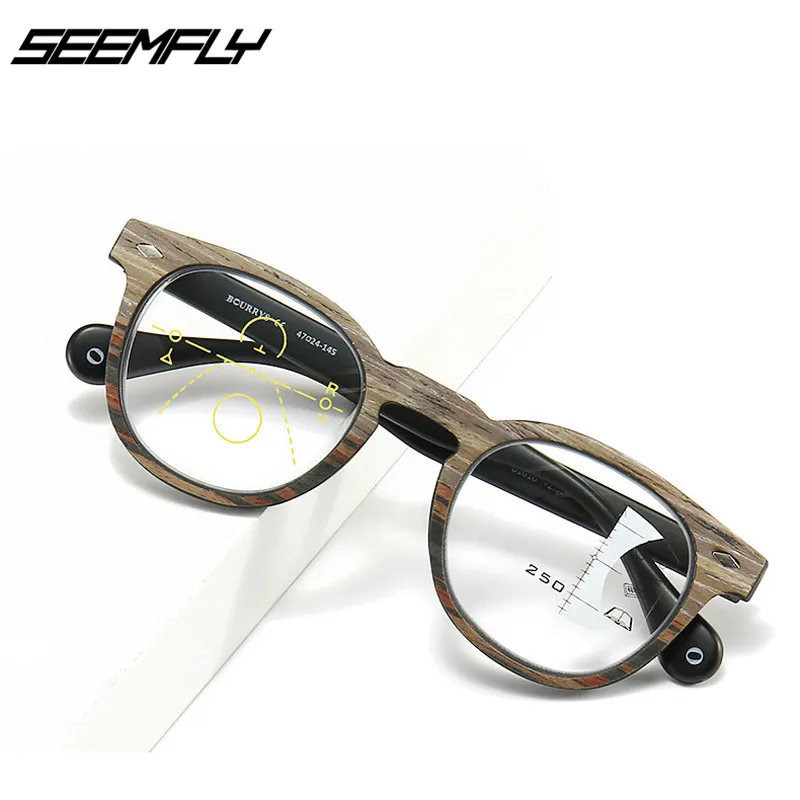 SEEMFLY Ретро Анти-синий светильник, прогрессивные многофокусные очки для чтения, умные очки по рецепту, мужские и женские очки для чтения