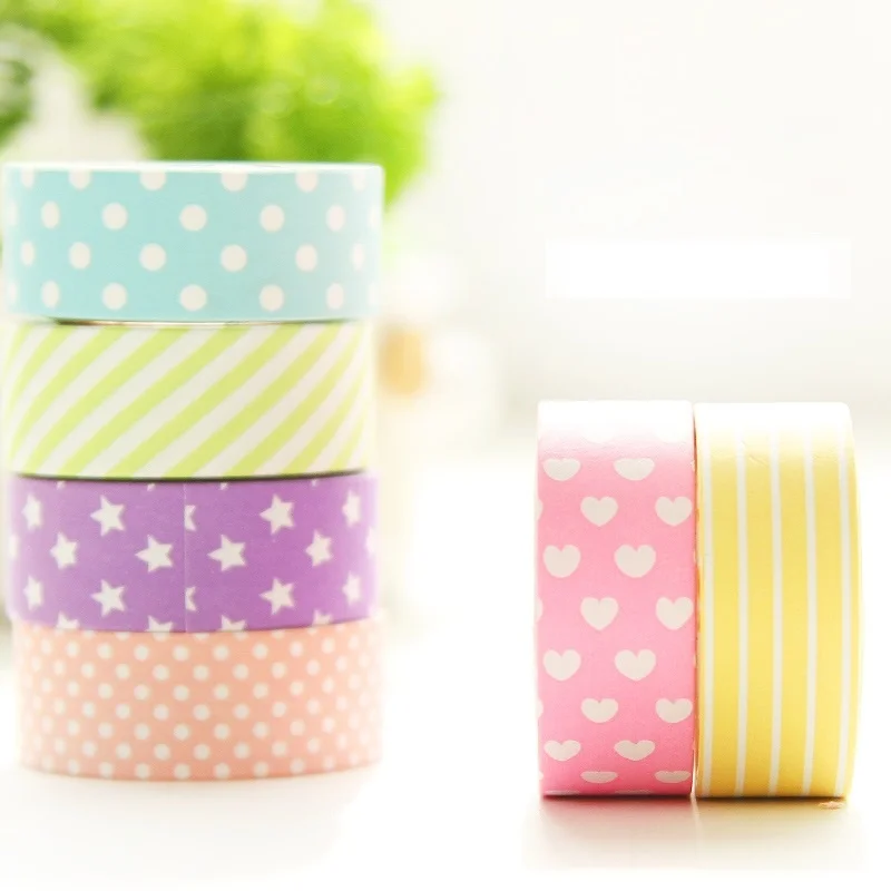 

6 шт в виде фиолетовых звезд с розами; С сердечками; В горошек набор декоративного скотча Васи 15 мм Клей украшения клейкой наклейки с лентами,...