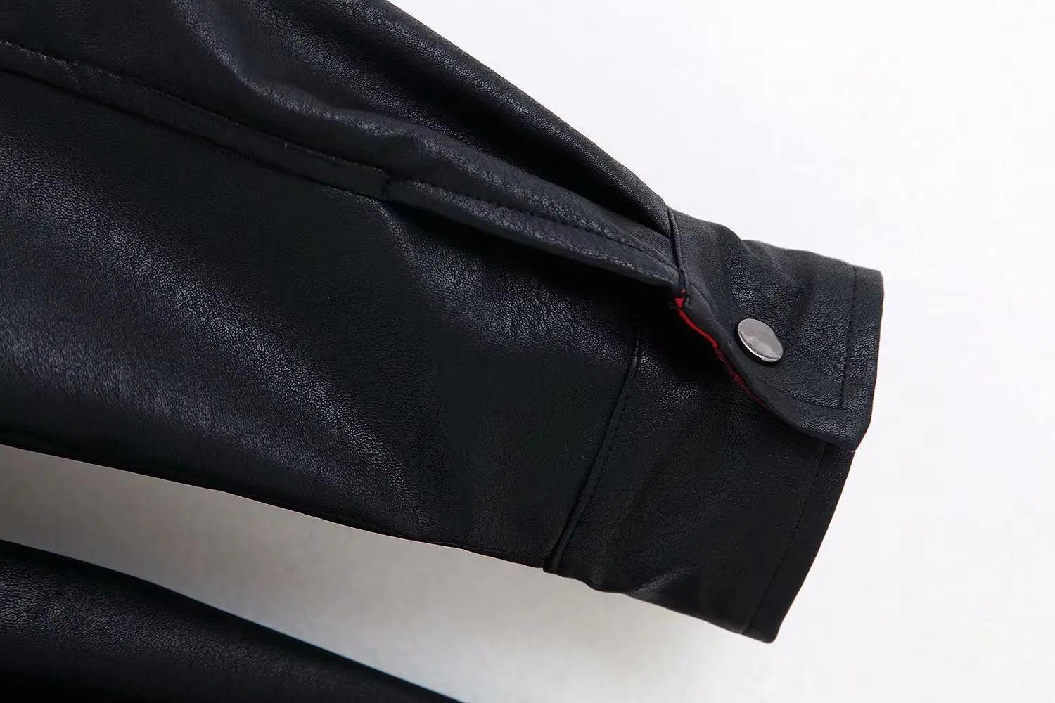 Imitation leather Jacket Belt Single Breasted Slim Long Jacket Women Streetwear Black Button Coat Windbreaker