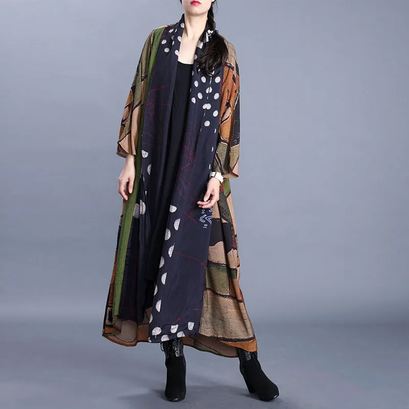 Женский кардиган с цветочным принтом Johnature весеннее пальто-кардиган размера плюс