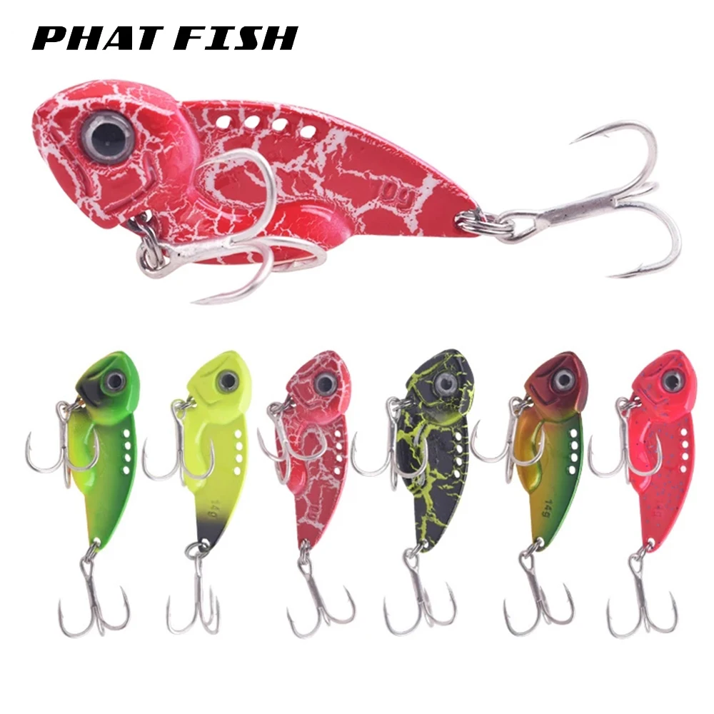 

PHAT FISH 7g 10g 12g 14g Sinking VIB Bass Pike Trout Fishing Wobbler Hard Bait Spoon Jigs Fishing Lures