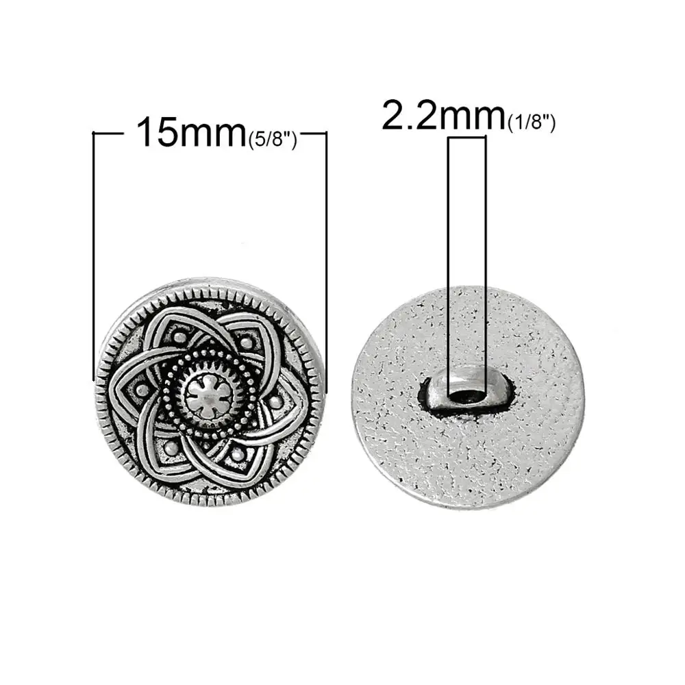 DoreenBeads цинковый сплав Металлические Швейные Кнопки с хвостовиком круглый