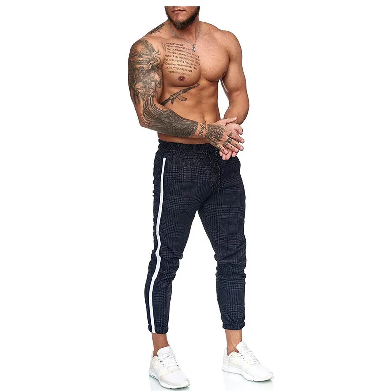 Мужские повседневные брюки с принтом гусиная лапка мужские цветные спортивные