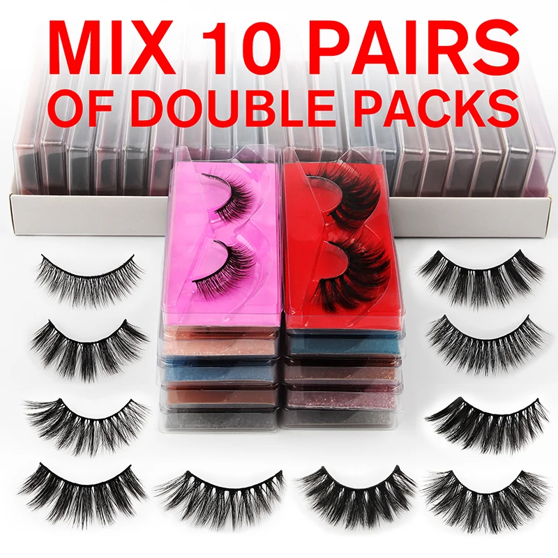 

YXC 10Pairs Fluffy Full Strip Lashes Faux Cils Wholesale Eyelashes Box Package Cruelty Free Eyelashes Extension Supplies