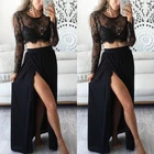 Элегантный женский комплект, Модный женский комплект с кружевным топом и юбкой с цветочной вышивкой, элегантная Летняя женская одежда для вечеринки