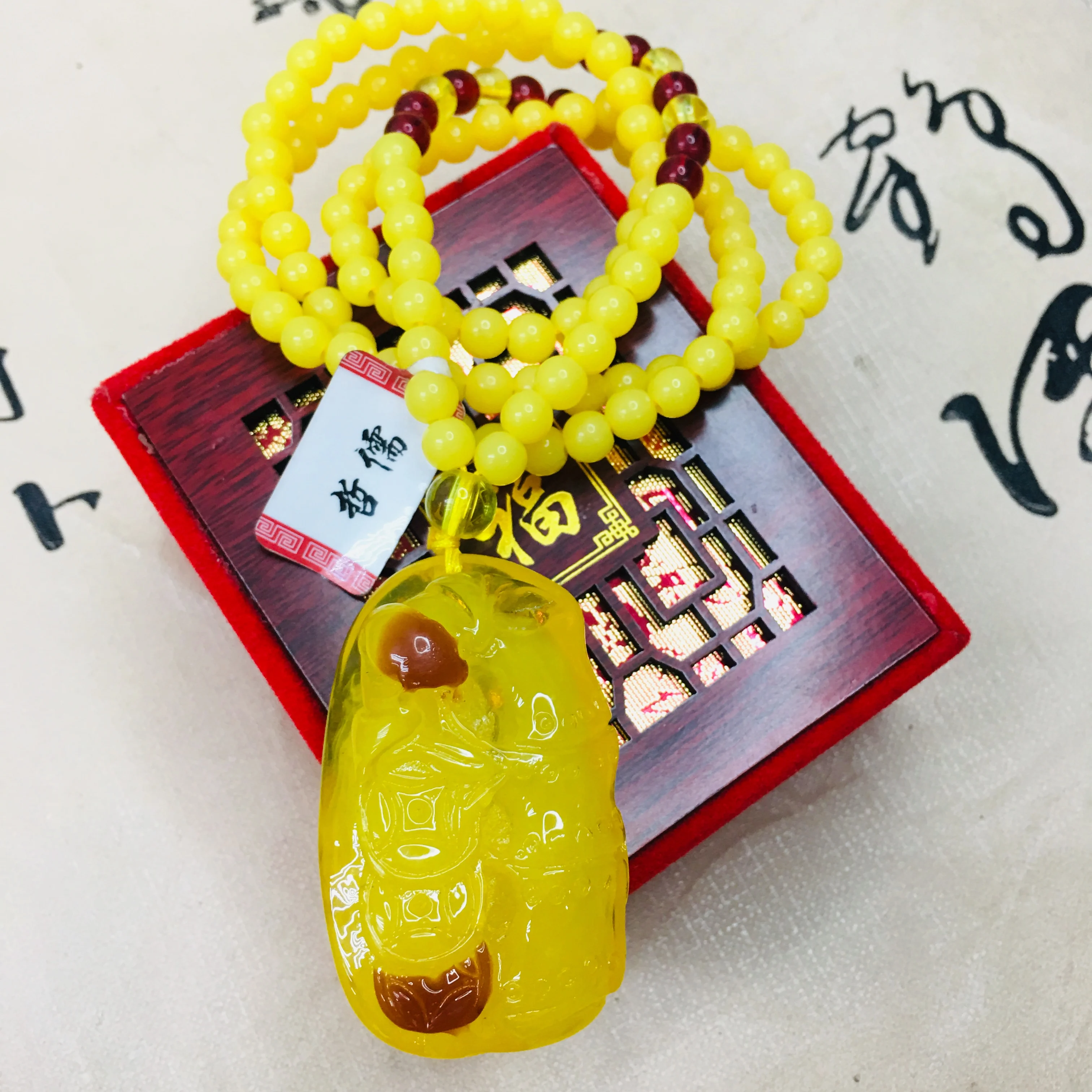 Zheru натуральный пчелиный воск светло желтый резной бамбуковый кулон сокровище с