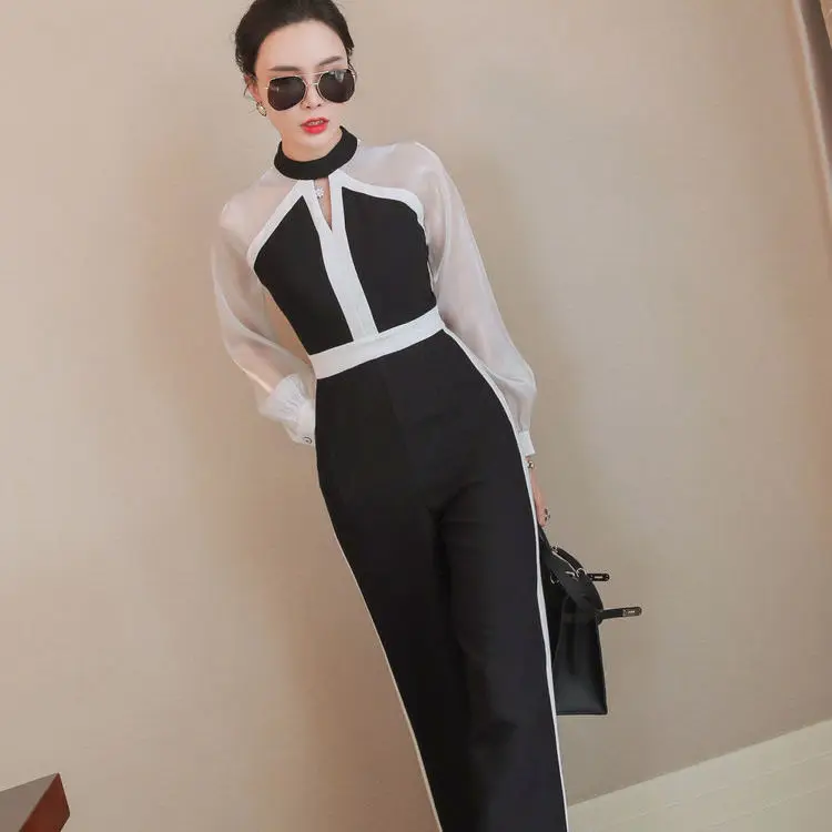 

Women New 2021 Summer Fashion OL High Waist Jumpsuits Female Long Sleeve Slim Romper Office Lady Formal Work Wear Playsuits U45