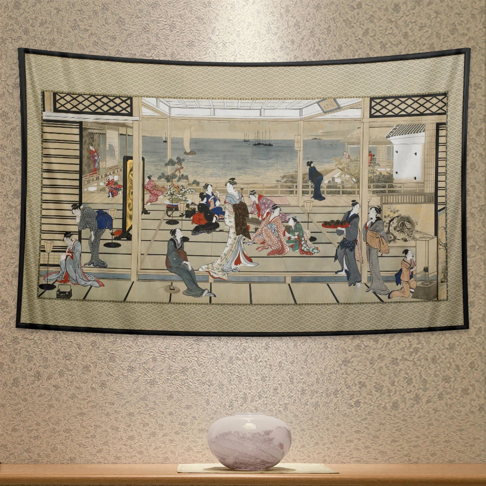 Японская гейша гобелен для домашнего декора принт канагава Настенное подвесное