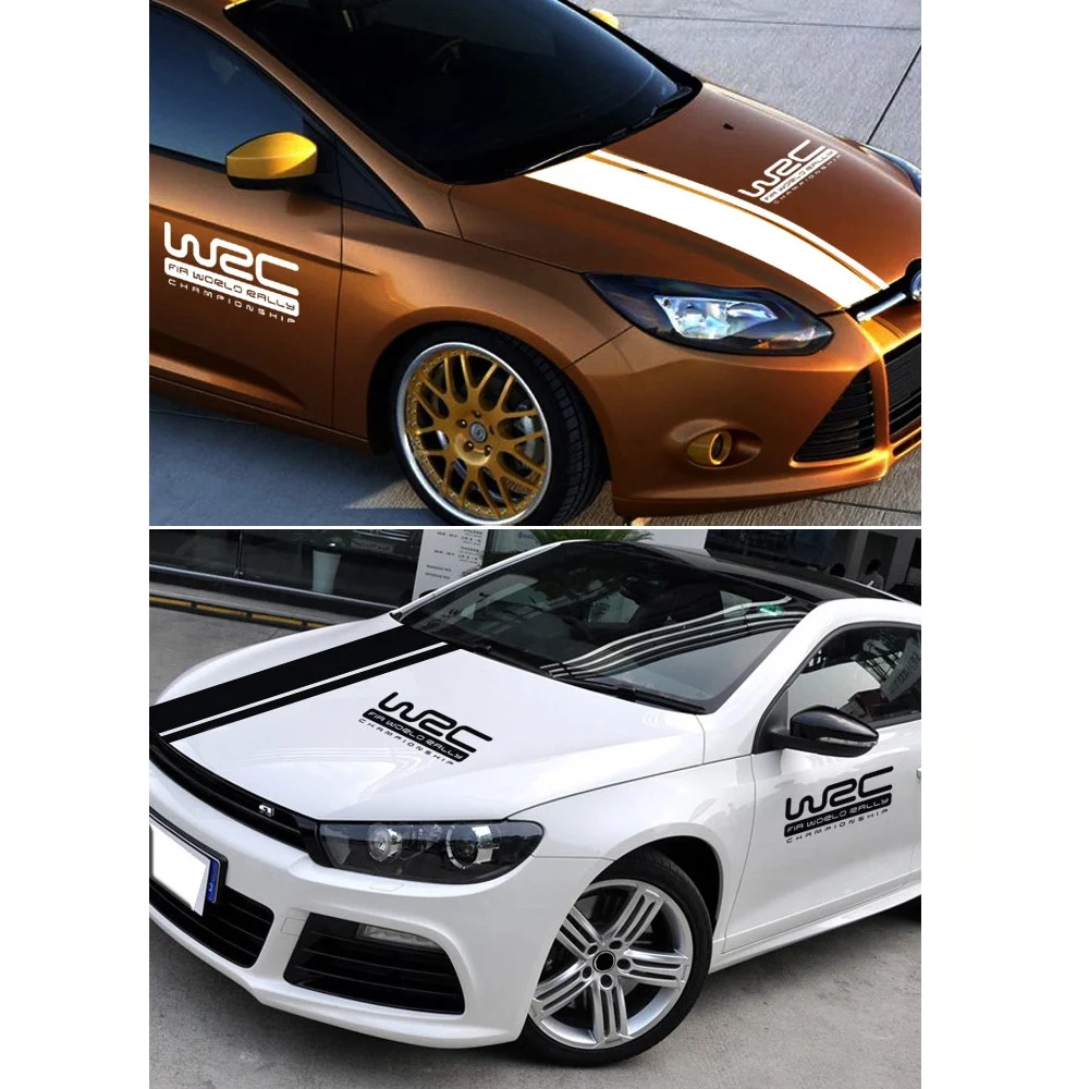 Пара WRC полосой виниловые покрытия для автомобилей гоночных видов спорта наклейка голова Стайлинг автомобиля стикерами Авто продукт для Ford Focus VW Cruze Renault