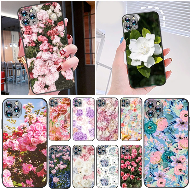 

White Rose Phone Case For iPhone 11 12 XR XS X Pro MAX 7 8 6 6S Plus SE 2020 Lotus Coque Cases Soft TPU