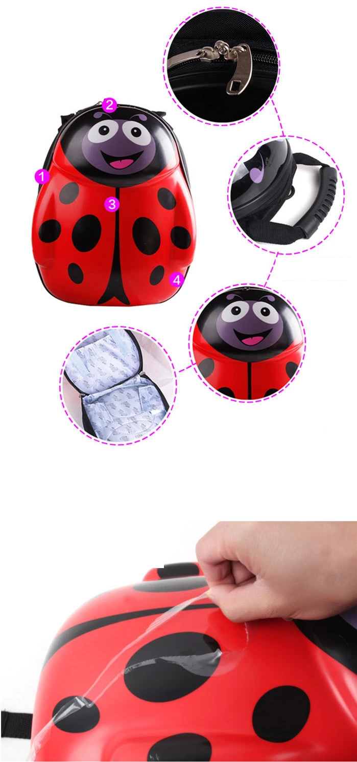 3D Животные Детский рюкзак мультфильм сумка на колесиках чемодан/АБС-пластик Дорожный чемодан на колесиках/Детская сумка на колесах Дорожный чемодан