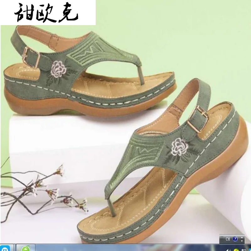 

Summer Women's Sandals 2021 New Fashion Flowers Wedges Platform Open Toe Casual Beach Shoes Comfortable Outdoor Women Sandals