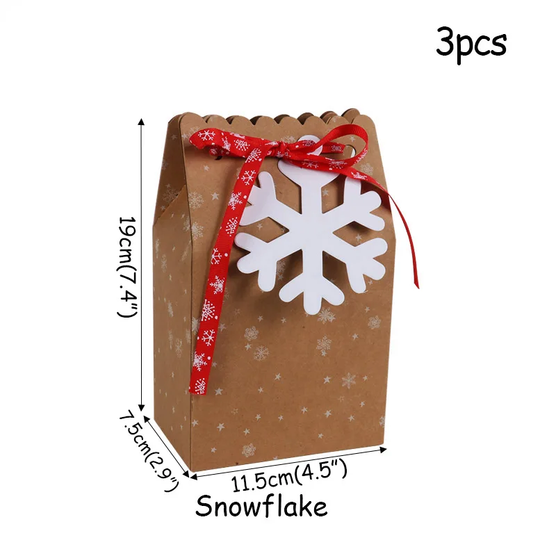 3pcs paper box m Веселые рождественские подарочные сумки Рождественская елка пластиковая упаковочная сумка Снежинка коробка с рождественскими конфетами новогодний спрос среди детей сумка Noel Navidad - Цвет: 3pcs paper box m