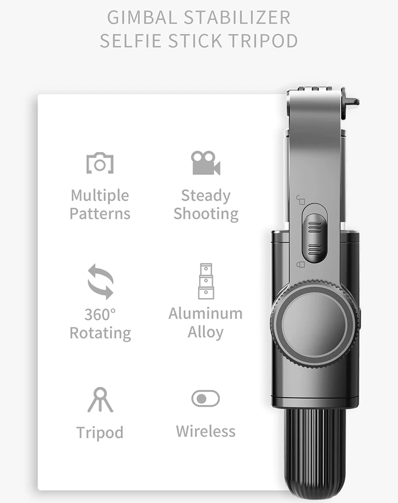 

L08 Bluetooth Handheld Gimbal Stabilizer Tripod Mobile Phone Selfie Stick Holder Adjustable Wireless Video Record Selfie Stander