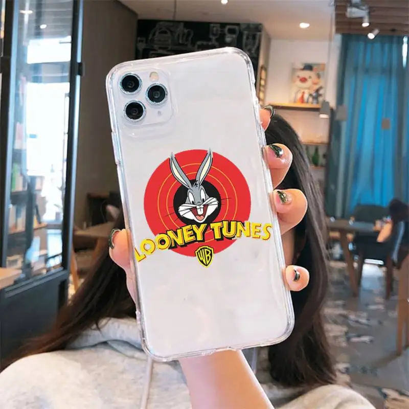 

Funny Cartoon Bugs Bunny Phone Case Transparent for iPhone 6 7 8 11 12 s mini pro X XS XR MAX Plus