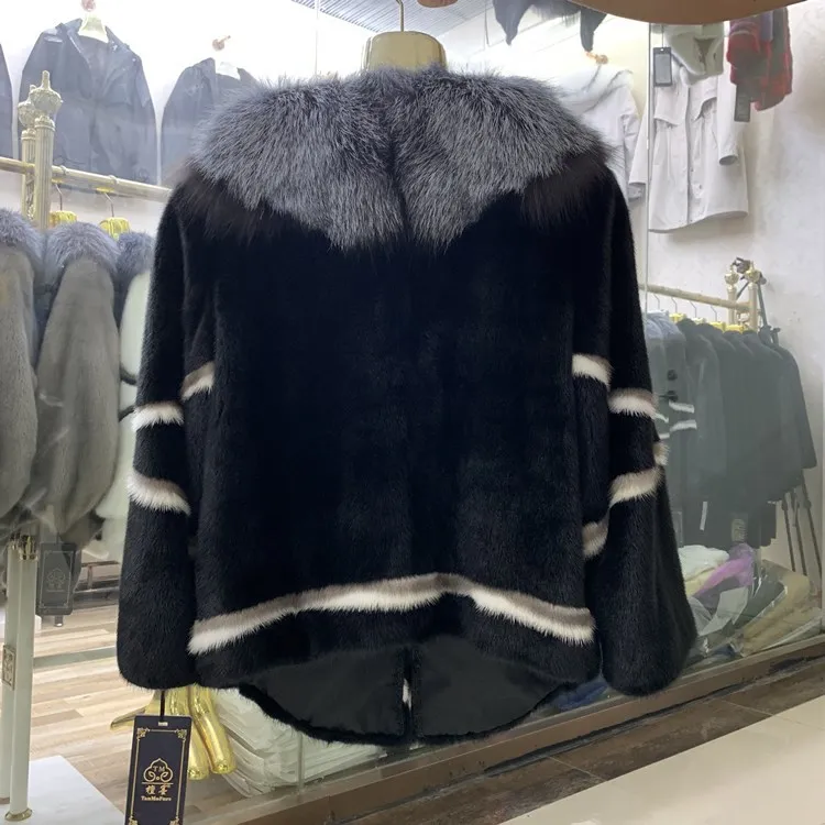 Real natural mink whole mink fur female short female mink young fox fur coat jacket