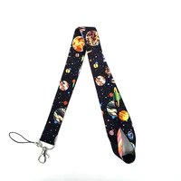 12pcs starry sky space universe galaxy neck strap lanyard for keys id badge holder mobile straps hang rope phone accessories