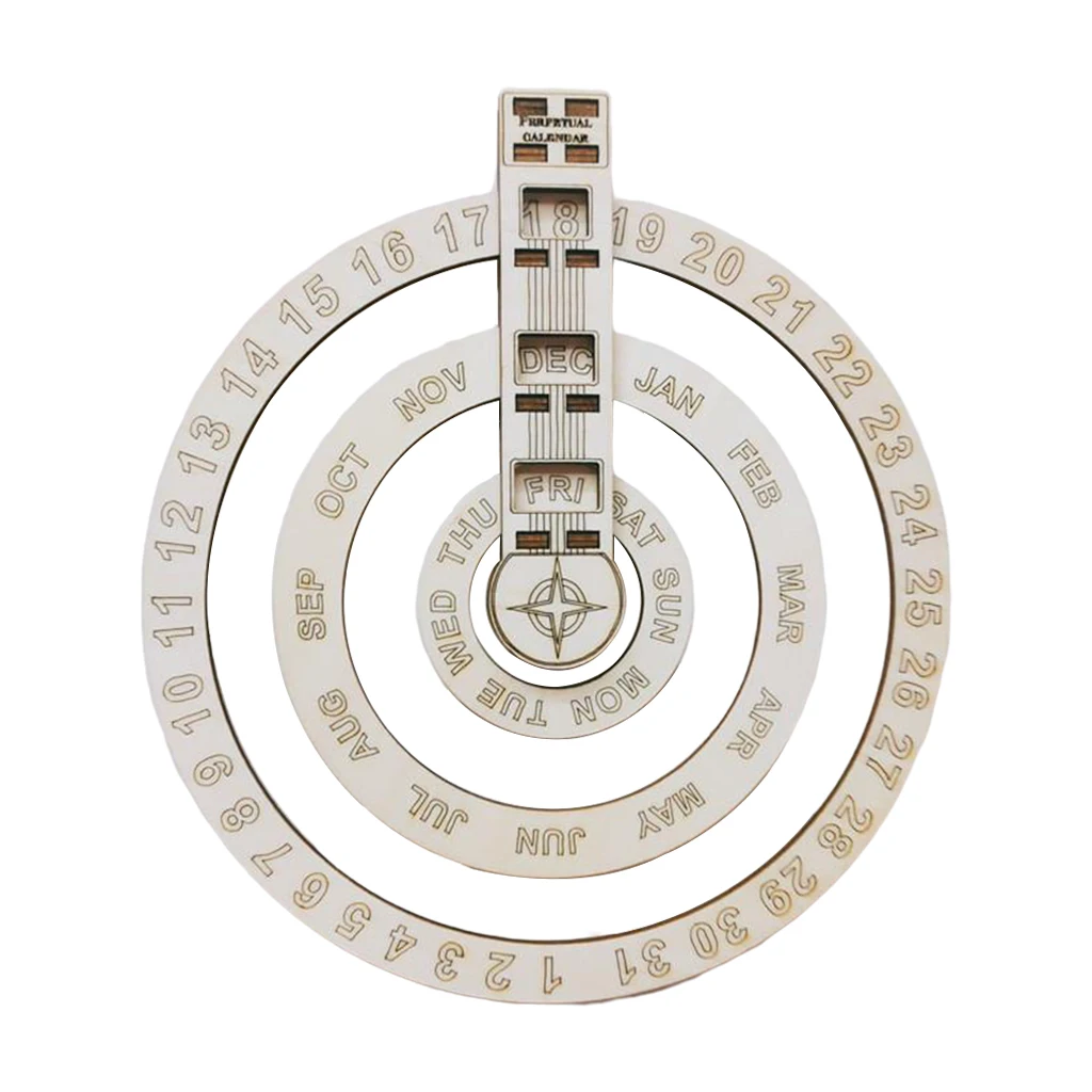 

Hanging Wooden Everlasting Circular Calendar Family Sign Home Office Gift