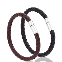 theeleeshipin pu leather bracelet simple woven dark brown bracelet and bangle for women mens jewelry fashion accessories