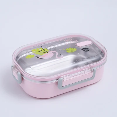 Pink one layer CHANOVEL 304 Студенческая коробка для завтрака из нержавеющей стали для детей Экологичные контейнеры для хранения продуктов питания - Цвет: Pink one layer