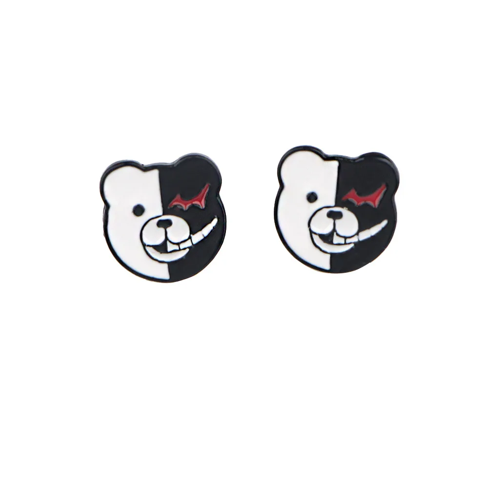 Аниме игры Danganronpa V2 эмаль металлический маленькие серьги Kawaii цифры Monokuma Nagito Komaeda