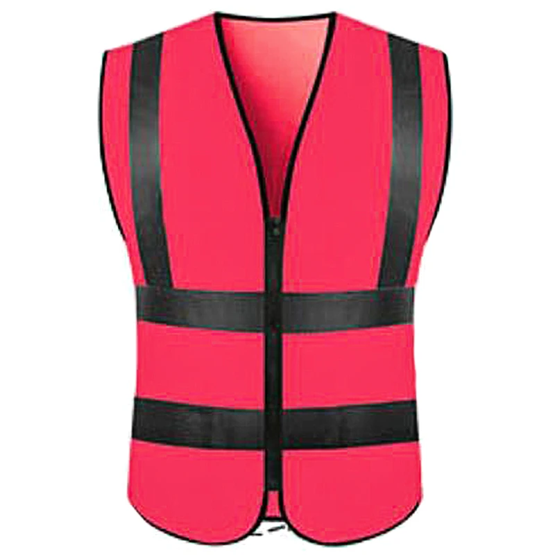 

Men's Protective Waistcoat Workwear Outdoor Bicycle Reflective Jackets High Safety Visibility Zipper Riding Vest Striped