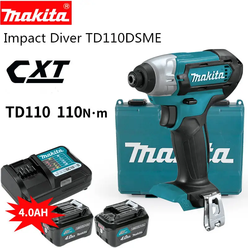Makita CXT Аккумуляторный ударный дайвер TD110DSME Li Ion BL1041B 12В 4.0AH быстрое зарядное