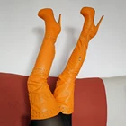 Женские высокие сапоги из искусственной кожи на платформе, большие размеры 50, 51, 52