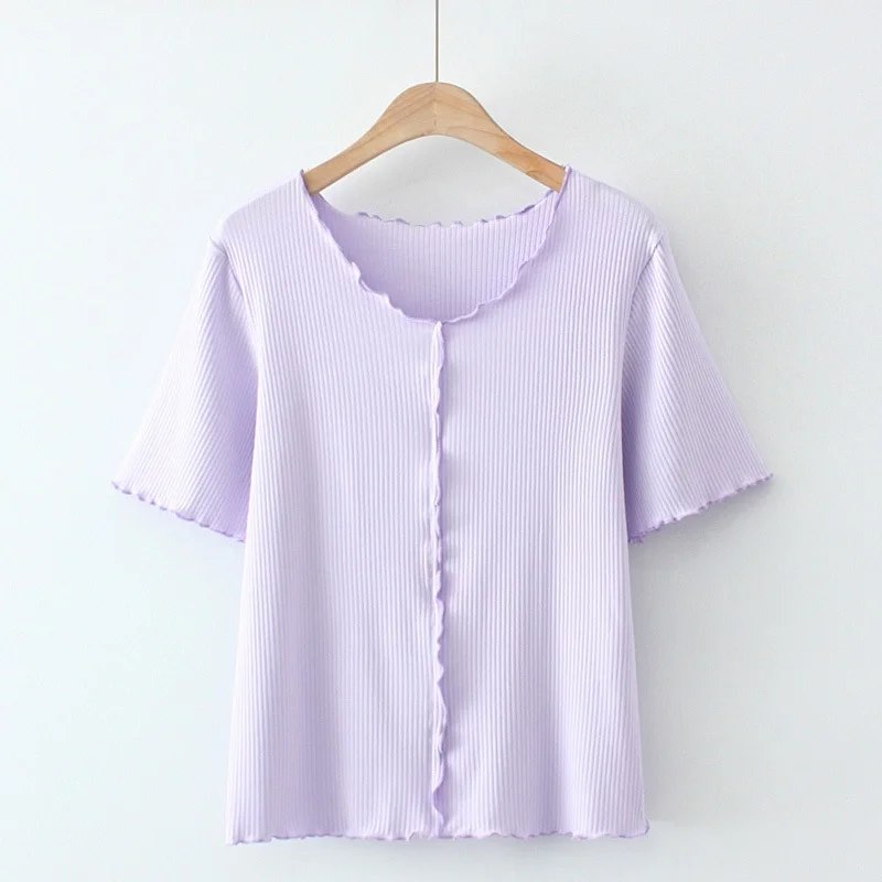 

Plus Size XL-5XL Women's White Black Purple Summer Croptop Short Sleeve Simple Slim Shirts Oversized Tee