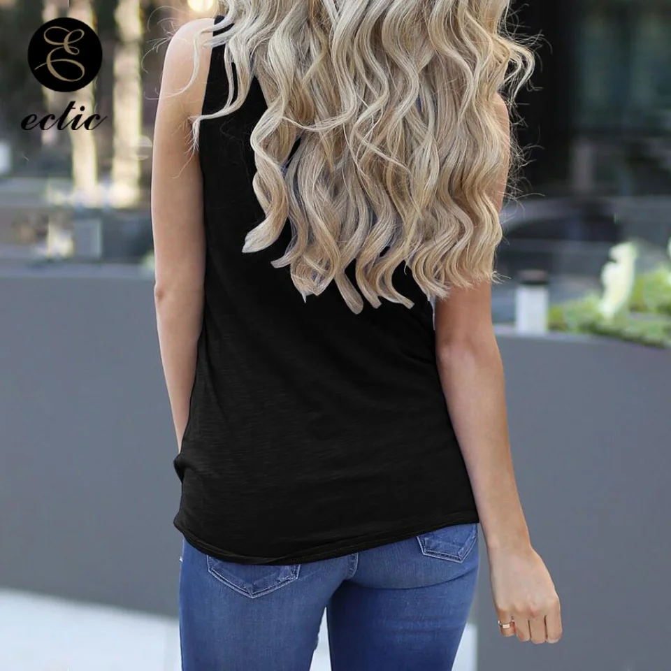 Простой Хлопковое Майка Перед Узел Полый Выдолбить Распарывать Сексуальное