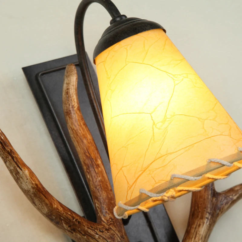 

American Country Retro Tree Light Parchment Lampshade Foyer Study Dining Room Bedside Wall Lamp Cafe Villa Corrider Aisle Light