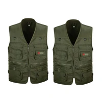 2 pcs army green mens fishing vest with multi pocket zip for photography hunting travel outdoor sport xxl xxxl