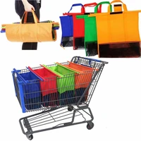 4pcsset shopping cart trolley bags foldable reusable grocery shopping bag eco supermarket bag easy to use and heavy duty bolsas