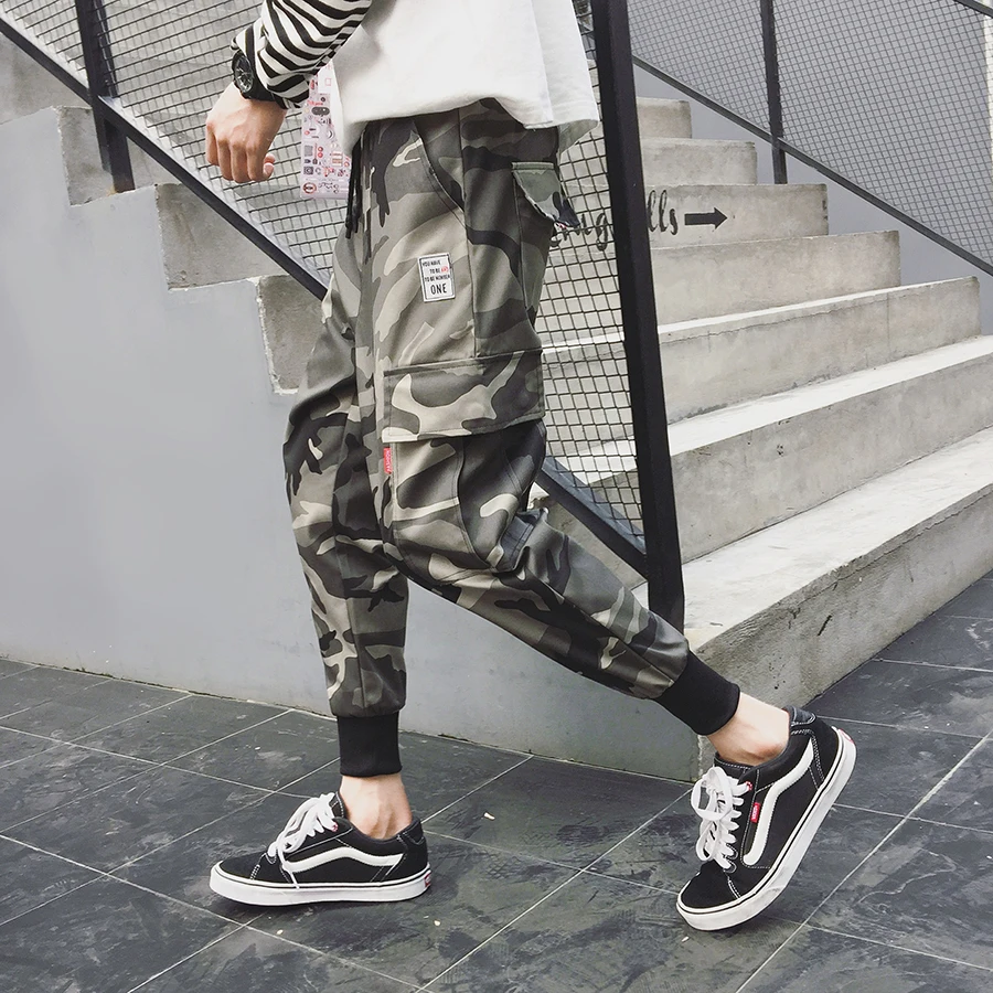 Гарем карго Мужские штаны для бега хип хоп тактические модные камуфляжные брюки