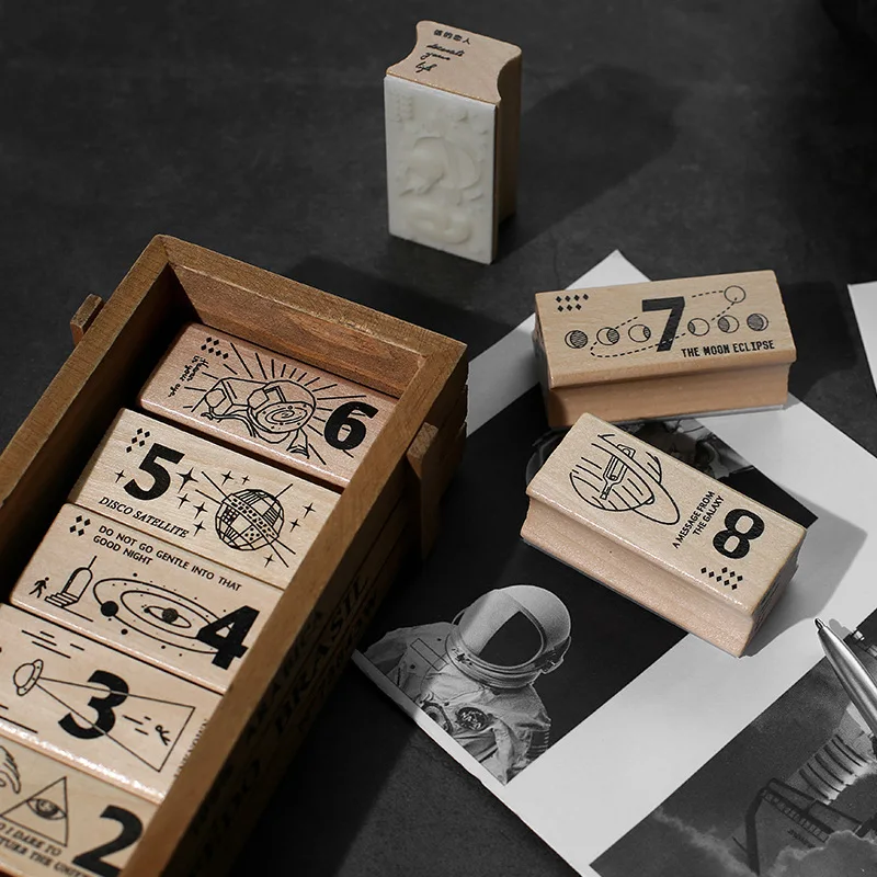 Деревянная печать цифровой Вселенная резиновый альбом сделай сам украшения