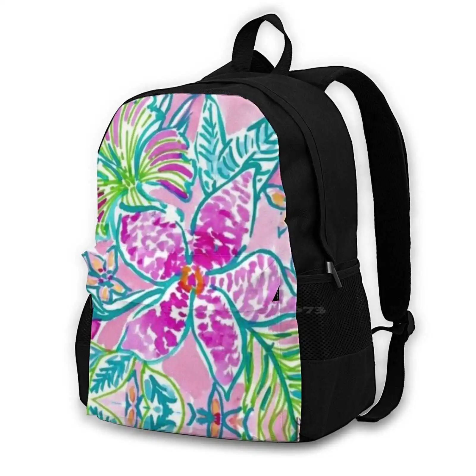 

Throw Pillow Backpack For Student School Laptop Travel Bag Preppy Pretty Flowery Flowers Trendy Gorgeous
