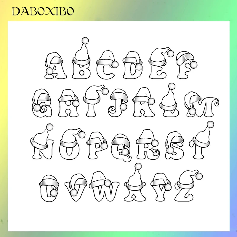

DABOXIBO Christmas Letters Clear Stamps For DIY Scrapbooking/Card Making/Photo Album Silicone Decorative Crafts13X13