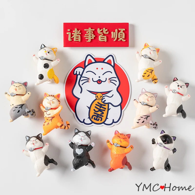 

24designs Cute Cat 3D Fridge Magnets for Kitchen Decor Funny Animal Toy Home Refrigerators Decor Magnetic Sticker