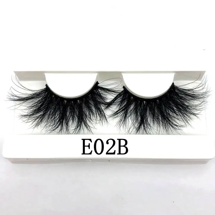 E02B white tray Mikiwi 25 мм длинные 3D норковые ресницы E01 удлиненные норковые ресницы большая драматическая объемная лента накладных ресниц толстые накладные ресницы - Цвет: E02B white tray