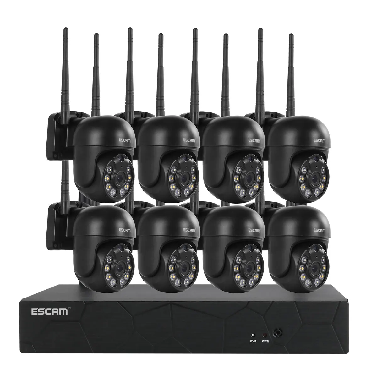 Комплект умного домашнего видеорегистратора ESCAM 3 Мп комплект из 8 IP-камер