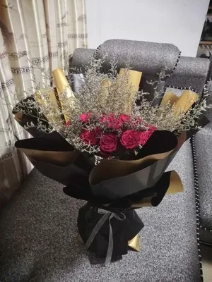 20 hojas de papel de envolver flores de lujo, de doble cara, Color dorado, resistente al agua, florister&iacute;a-4