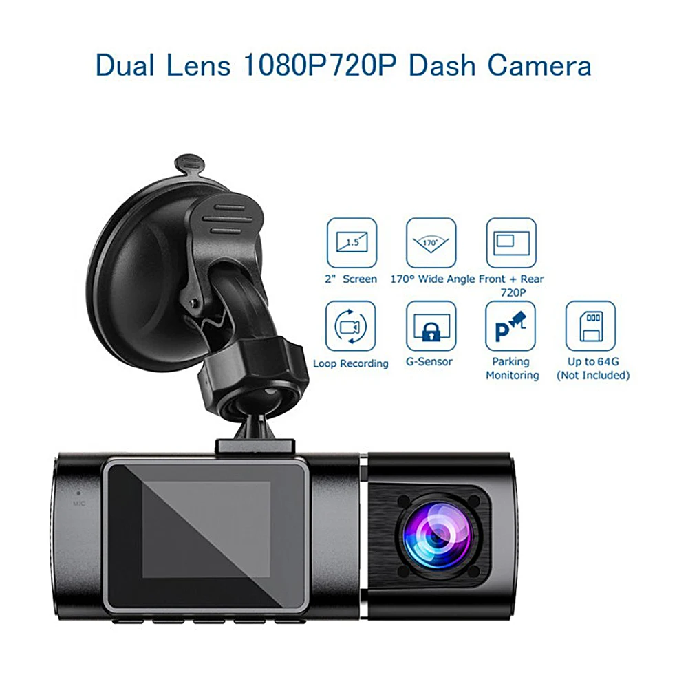 

Dual Lens Dash Cam Full HD 1080P 170° Car DVR 190plus Auto Digital Video Recorder Dashcam Camera G-Sensor Night Vision