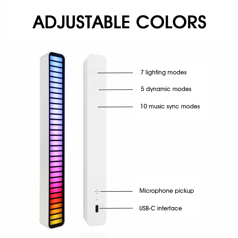 

RGB LED Light Bar Voice Activated Color Changing Dynamic Lamp Music Sync APP Control Multi-Modes LED Strip Light Car Home Decor