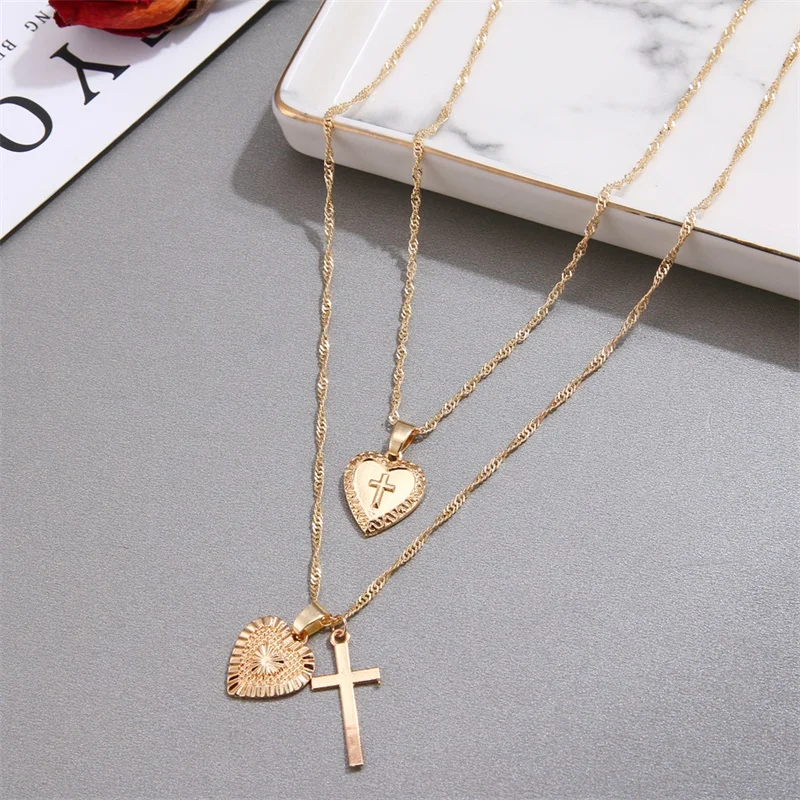 

FNIO Fashion Tiny Love Heart Dainty Initial Cute Lovely Chain Necklace For Women Pendant Jewelry Chokers Accessories Gift