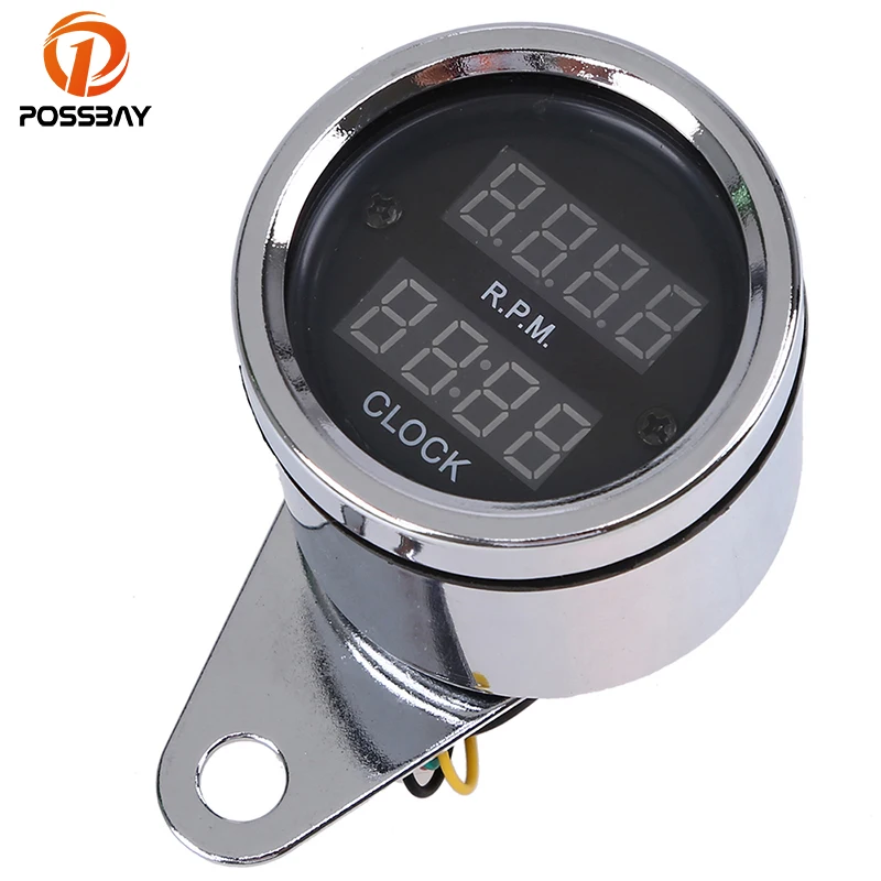 Универсальный светодиодный цифровой спидометр POSSBAY из нержавеющей стали для