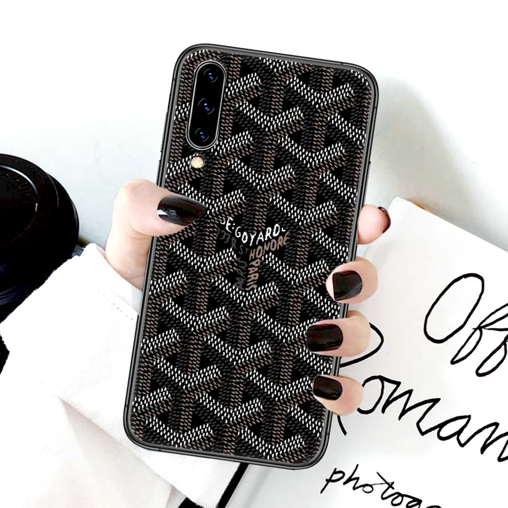 

Luxury Goyard Brand Phone Case For Samsung Galaxy A 3 5 7 8 10 20 20E 21S 30 30S 40 50 51 70 71 black Back Luxury Cell Painting